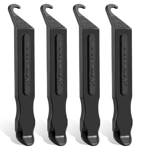 Bike Tire Levers - Ultra Strong PC Plastic Bicycle Tire Removal Changing Tool for Road or Mountain Bike Tires - Set of 4 (Black) - color: Black- 4pcs