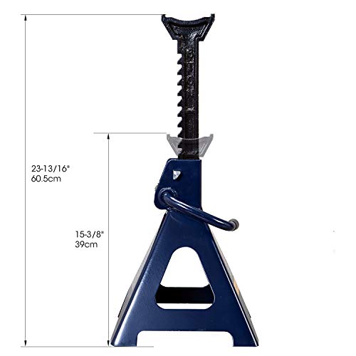 TCE 6 Ton (12,000 LBs) Capacity Double Locking Steel Jack Stands, 2 Pack, Blue, AT46002AU - style: Jack Stands