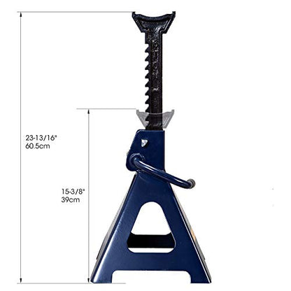 TCE 6 Ton (12,000 LBs) Capacity Double Locking Steel Jack Stands, 2 Pack, Blue, AT46002AU - style: Jack Stands