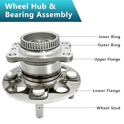 512483 Rear Wheel Bearing Hub Assembly for 2012-2017 Hyundai Accent, Kia Rio FWD, 52750-0U000 (2PCS) - size: 512483
