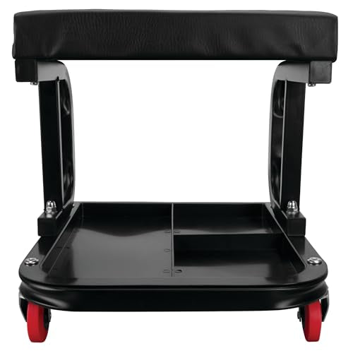 Performance Tool W85007 C-Frame Creeper Rolling Work Seat with Tool Tray for Mechanic Garages and Workshops, Black, 11.5 x 12.5-inch Tray - style: C-Frame Seat