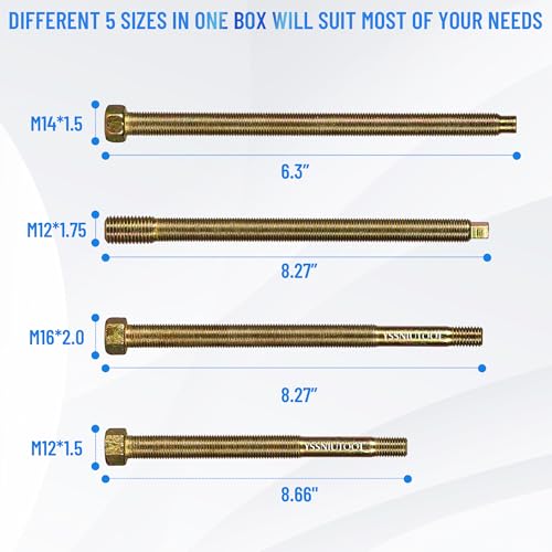 5pcs Long Reach Crank Pulley Underdrive Pulley Damper Installation Tool Set, Harmonic Balancer Installer Tool Kit With 4 Adapters & Nut Bearing