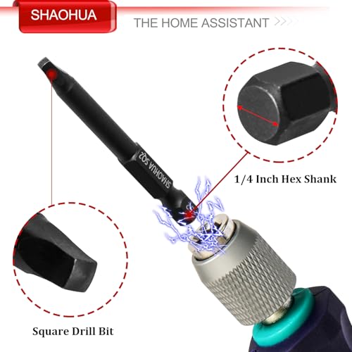 11PCS Square Drive Bits, 10PCS #2 Square Screwdriver Bits and 1PCS 1/4 Hex-Shank Magnetic Bit Driver, 2.3" Long Square Bit, S2 Alloy Steel Pocket Hole Jig System SQ2 Bits, SQ2 Impact Driver Bits - style: Square Drill Bits SQ2 60MM & Tool
