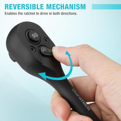 DURATECH 1/2-Inch Drive Ratchet, 90-Tooth Quick-Release Ratchet Wrench, Reversible, Cr-V Made, 4° Swing, Manganese Phosphate Black Finish, Gifts for Men Gifts for Women - size: 1/2"(Black)