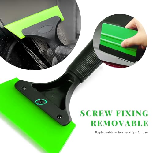 Yourkar 4 PCS Window Tint Kit Tools, Professional Vinyl Wrap Kit with Plastic Squeegee & Felt Squeegee, Universal Privacy Film Installation Tint Tools for Vehicle Glass Home (Green) - color: Green, 4 Pcs