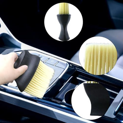 4 Pcs Auto Interior Dust Brush Set Soft Bristles Detailing Brush Dusting Tool Car Interior Cleaning Soft Brushes Duster for Automotive Dashboard, Air Conditioner Vents, Keyboard Dust Removal(Yellow) - color: Yellow