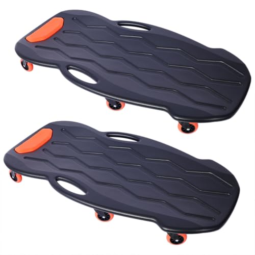 Mechanic Creeper, 42 Inch HDPE Rolling Garage Creeper with Padded Headrest, 330 LBS Capacity Low Profile Automotive Creeper with 6 Swivel Casters and Tool Trays,2pcs - color: 2pcs