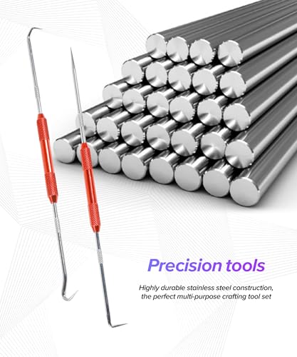 2PCS CarbonSteel Hook Tool and Pick Set,Car Accessories Double End Pick and Hook Set,Used to Automotive Repair,Cleaning Small Grooves,Remove O-Rings,Applicable to Most Cars (Red)