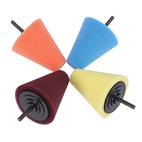 X AUTOHAUX 4pcs Cone Polishing Pad Sponge Buffing Pads for Automotive Car Wheels Hub Cleaner