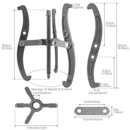 ChgImposs Multifunction Standard Carbon Steel 2 Jaw / 3 Jaw Bearing Puller with 4 Single Hole Claw Pullers for Car/Mechanical Repairing (16 Inch) - size: 16 Inch