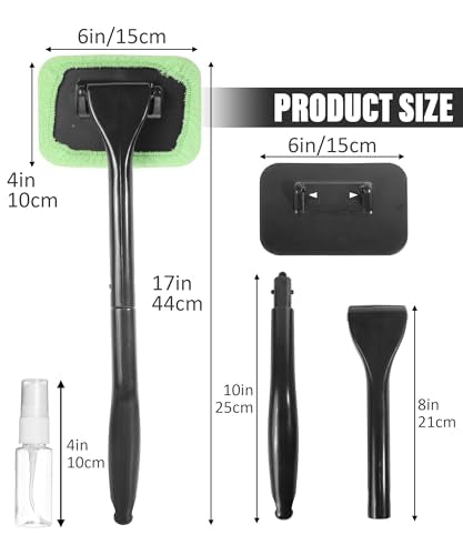 RACOONA Windshield Cleaning Tool,Car Cleaning Window Tool,Car Window Cleaner Tool,Car Accessories Car Window Cleaner with Unbreakable Extendable Handle and Microfiber Cloth for Auto Glass Wiper Car