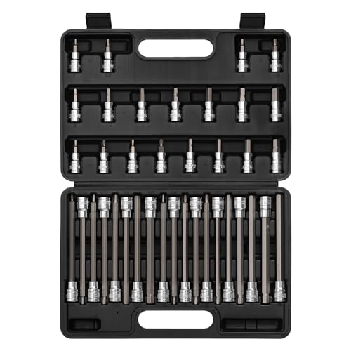 EMENTOL 38PCS 3/8" Drive Hex Bit Socket Set, CR-V, S2 Steel, SAE/Metric, Extra Long and Standard Allen Hex Bit Socket Set, 1/8 Inch - 3/8 Inch, 3mm - 10mm - size: 38 PCS (1/8 Inch - 3/8 Inch, 3mm - 10mm)
