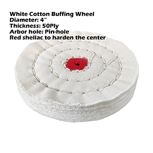 7pc 4" Buffing Polishing Wheel Kit for Drill, for Polishing Soft Metals | Includes 3pc 4" cotton buffing wheel, 3pc 100g bar compound, 1pc drill mandrel. For polishing