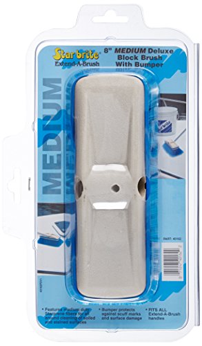 STAR BRITE Premium Medium Wash 8" Brush Head W/Bumper - Dual Connections Fit Either Standard 3/4" Threaded Poles or Extend-A-Brush Handles (Medium) (Blue) (040162)