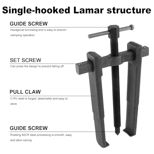 Two Jaws Bearing Puller/Remover, Adjustable Two Jaw Puller Tool, Bearing Puller Tool, Carbon Steel Pump Pulley Remover (8 inch)