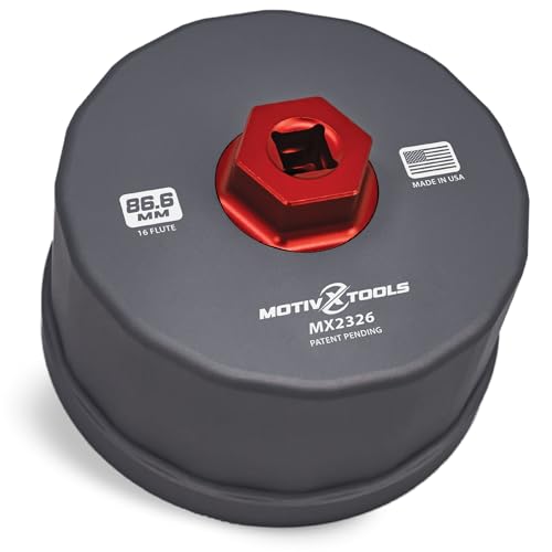 Motivx Tools MX2326-US 86.6mm 16 Flute Precision CNC Machined Aluminum Oil Filter Wrench Compatible with Most BMW and Volvo Engines with 86mm Cartridge Style Oil Filter Caps