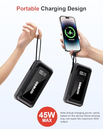 GOOLOO G7 3000A Jump Starter with Built-in Cable,Portable Jump Starter for 45W Fast Charging,12V SuperSafe Lithium Jump Box, Battery Booster Pack Up to 8.5L Gas or 6.0L Diesel Engine - color: black