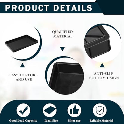 Baderke 1 Pc 24 x 15.5 Inches Oil Drain Pan for Changing Leak Proof Mini Fridge Drip Tray Plastic Oil Change Pan for Mini Fridges Air Conditioners Machinery Under Car (Black,1.89 Inch) - size: 1.89 Inch