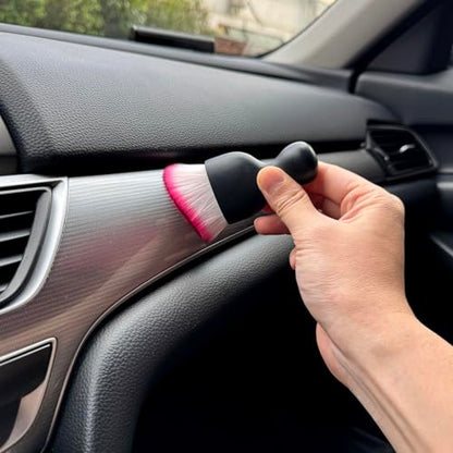 Car Detailing Brush, Soft Bristle Cleaning Brush, Scratch-Free Auto Duster Tool for Dashboard, Air Vents, Leather & Interior Cleaning (Black&Rose) - color: Black&Rose