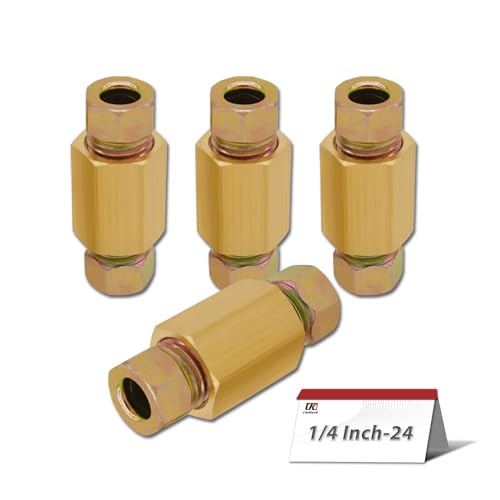 24 PCS 1/4"-Brake Line Fittings Kits 24 Threads Brake Line Fittings Assortment Kits for 1/4" Brake Line Tube Includes 8 PCS Unions 16 PCS Nuts - size: For 1/4" Tube