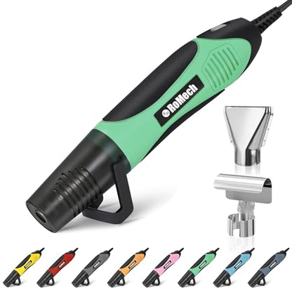 ROMECH 350W Heat Gun with 2 Nozzles, Dual Temp Heat Gun 400°F-660°F, Fast Heat Hot Air Gun with Overload Protection for DIY Craft Embossing Shrink Wrapping (Green) - color: Green