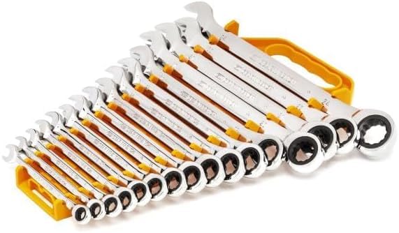 GEARWRENCH 16 Piece Ratcheting Combination Wrench Set with Tray | Metric | 9416 - size: Medium, style: 16 Piece Metric