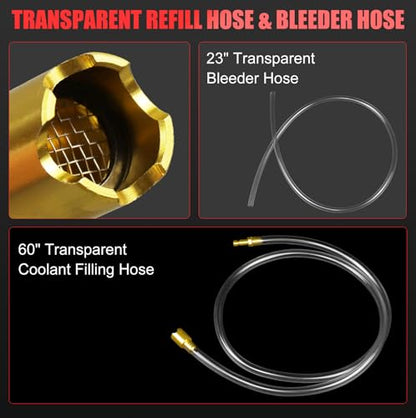 JIFETOR Radiator Coolant Refill Cooling System Vacuum Purge Tool Kit Red | Universal Automotive Water Tank Pneumatic Vacuum Antifreeze Change Filler Set Tapered Adapter Case Hose for Car Van SUV Truck - color: Red Case