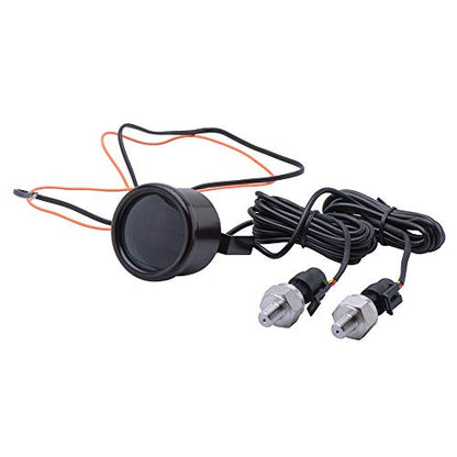 Dual Display Air Suspension Gauge Air Ride Air Pressure Gauge 2Inch 0-220PSI with 2Pcs 1/8NPT Sensors and 16.5ft Sensor Cable LCD Red - color: Red