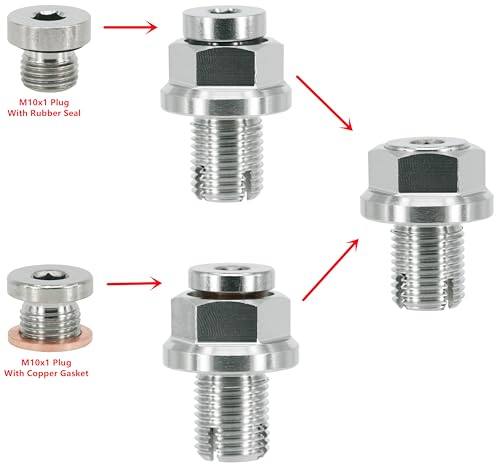 1/2"-20 Oversize Piggyback Oil Drain Plug, Stainless Steel Self Tapping Oil Pan Thread Repair Kit - size: 1/2"x20