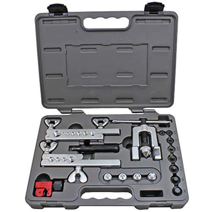 4LIFETIMELINES Professional Brake Line Flare Kit for Single, Double (SAE) Flares & Bubble (ISO) Flares - 2 Flaring Bars, 12 Flaring Dies, Tubing Cutter, Tubing Reamer, & Storage Case - size: Professional Kit