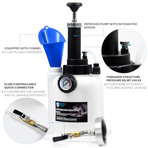 SMOTIVEPRO 3L Manual Brake Bleeder Fluid Pump and 1L Waste Oil Bottle | One Man Professional Brake Bleeder Kit, Compatible with Mitsubishi/Subaru/Volvo S40&V40 - size: 76.8mm Adapter for Subaru/Mitsubishi/Volvo