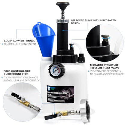 SMOTIVEPRO 3L Manual Brake Bleeder Fluid Pump and 1L Waste Oil Bottle | One Man Professional Brake Bleeder Kit, Compatible with Mitsubishi/Subaru/Volvo S40&V40 - size: 76.8mm Adapter for Subaru/Mitsubishi/Volvo
