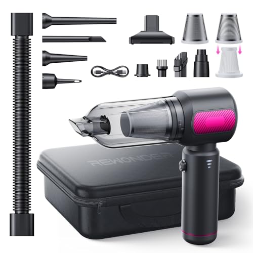 REWONDER Handheld Car Vacuum Cleaner 22000Pa, 7800mAh with Multi-Nozzles | 2-in-1 Vacuum & Blow, Washable HEPA Filter, Car Detailing Use, Storage Bag - color: Purple