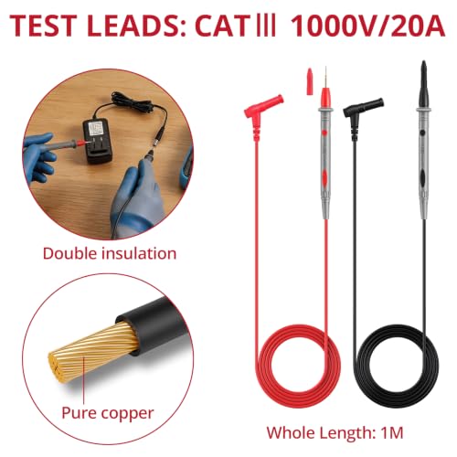 BTNTA 30PCS Silicone Multimeter Test Leads Kit CAT III 1000V 20A | Replaceable Probes, Alligator Clips, Test Hooks, Tweezers, 4mm Banana Plug for Automotive Home Industrial Electrical Testing - style: 30PCS