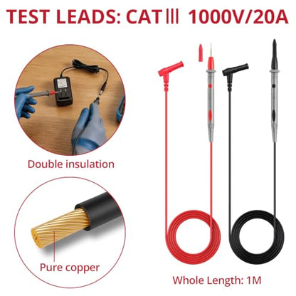 BTNTA 30PCS Silicone Multimeter Test Leads Kit CAT III 1000V 20A | Replaceable Probes, Alligator Clips, Test Hooks, Tweezers, 4mm Banana Plug for Automotive Home Industrial Electrical Testing - style: 30PCS