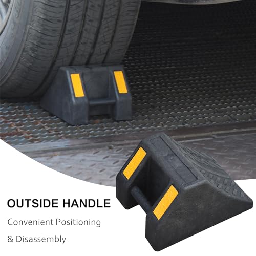 OrangeStar Rubber Wheel Chocks, Tire Chock w/Handgrip for Car, RV, Travel Trailer, Camper Accessory (8 Packs - size: 6.6"x4.8"x4"- 8 Packs