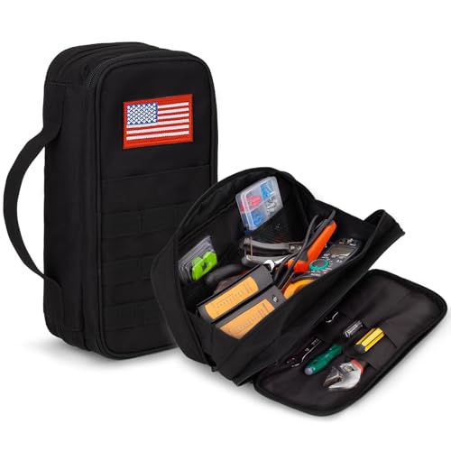 ATRIPACK Tactical Small Tool Bag for Repairmen,Multi-purpose Organiser Bag | Water Resistant Tool Pouch with Zipper Handle, Tool bags for men,Compact Tool Organiser for Repairmen, Carpenters,Handymen - color: Black