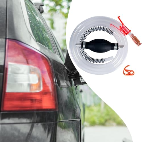 Hand Siphon Pump Kit for Gas Oil Diesel Water Transfer, 9ft Hose with Copper Head & Hand Pump for Cars Boats Emergencies