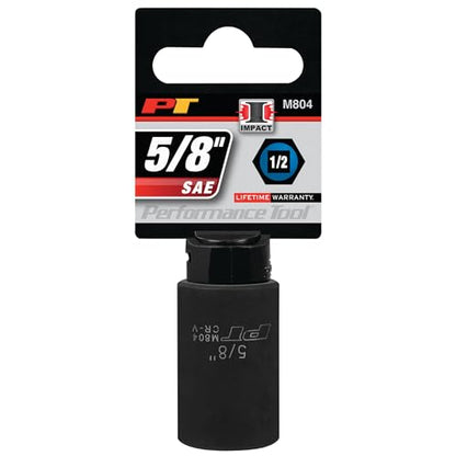 Performance Tool M804 1/2 Drive 5/8 6-Point Impact Socket - size: 5/8", style: Impact