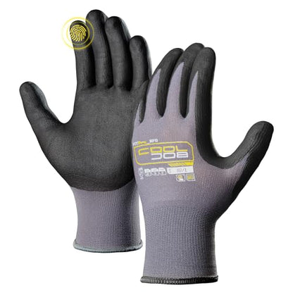 COOLJOB 3/12/36 Pairs Safety Work Gloves Microfoam Nitrile Rubber Coated, Seamless Knit Nylon with Full Fingers Touchscreen, Grip Nitrile Dipped, Ideal for Warehouse, Home Improvement, Grey Large - size: Large, style: 3 Pairs