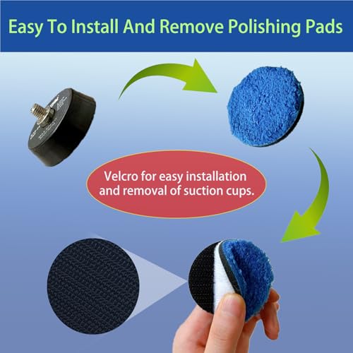 ZOTA 12Pcs Car Buffing Kit, 2"/ 3" Sponge Polishing Pad with 2 Set Carbon Brush, 2"/ 3" Base Plate [5/16-24Unf] Screw Connection, Drill Polisher Attachment Suitable for 2"/ 3" Dual Action Polisher