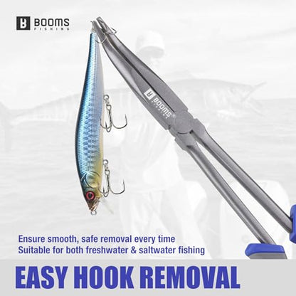 Booms Fishing Long Nose Pliers: 11.5" Saltwater & Freshwater Hook Remover for Bass Snook Trout - Corrosion-Resistant PTFE Coated Needle Nose Pliers with Lanyard - XW11 Heavy Duty Fishing Gear & Tool