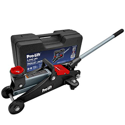 Pro-LifT F-2315PE Grey Hydraulic Trolley Jack Car Lift with Blow Molded Case-3000 LBS Capacity, 12 Inch, Black - color: Black