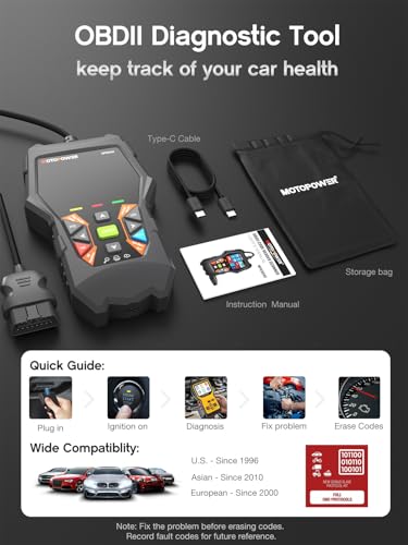 MOTOPOWER MP69040 Car OBD2 Scanner Check Engine Fault Code Reader Diagnostic Scan Tool, Black