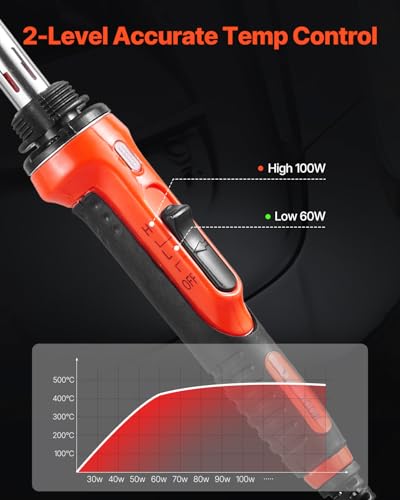 VEVOR Plastic Welder Kit, 60W/100W Dual-Power Plastic Welding Soldering Iron with 3 Welding Tips and 20 Welding Rods, Professional Plastic Repair Welding Tool for Car Bumper, Kayaks, Toys, Electronics - style: 60W/100W Dual-Power