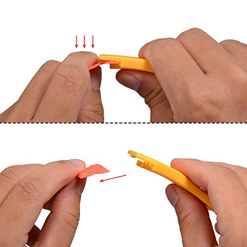 EHDIS 1.5" Plastic Razor Scraper Tool with 10pcs Double Edged Blades for Adhesive Remover,Removing Labels Stickers Decals Taping on Glass Windows(Yellow) - color: Yellow