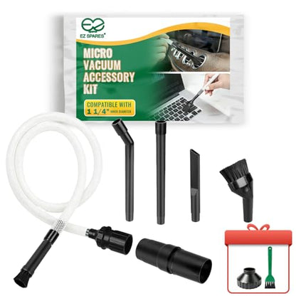 EZ SPARES Micro Cleaning Nozzle Kit,Micro Vacuum Attachment,Universal Vacuum Cleaner Attachment,Mini Micro Kit Keyboard Crevice Cleaning Tool Brush Kit,for Compact Wet Dry Shop Vacuum,Storage Bag Inc