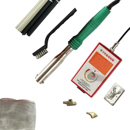 Plastic Welding Kit, 200W Welder Soldering Iron Gun, Car Bumper Repair Kit With Adjustable Control Box, 2 Tips, 2 Wire Mesh, 32 Rods for Crack/Electronics Repair