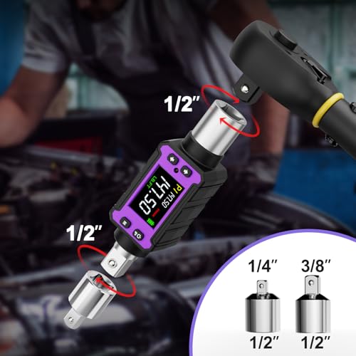 ANPUDS 1/2" Digital Torque Adapter Set (2.9-147.6 Ft-lb / 4-200 Nm) | Slim Electronic Torque Wrench Converter for Confined Spaces, ±2% Accuracy Torque Meter for Automotive, Motorcycle Repair - size: 1/2" (2.9-147.6 Ft.lb/4-200 Nm)