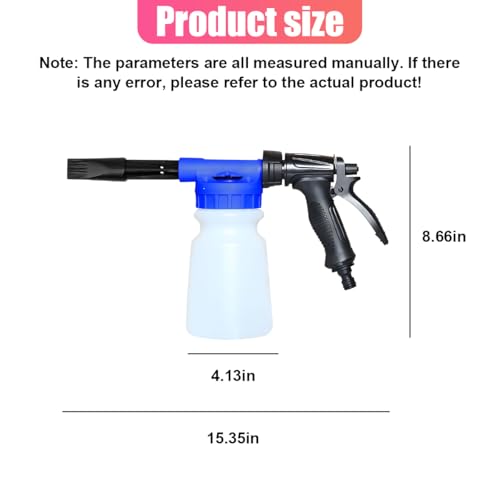 YoRise Car Wash Foam Gun, Adjustable Foam Cannon for Hose, Car Wash Sprayer with 6 Levels of Foams Concentration, Car Washing Soap Sprayer Connect to Any Garden Hose (Blue) - color: Blue